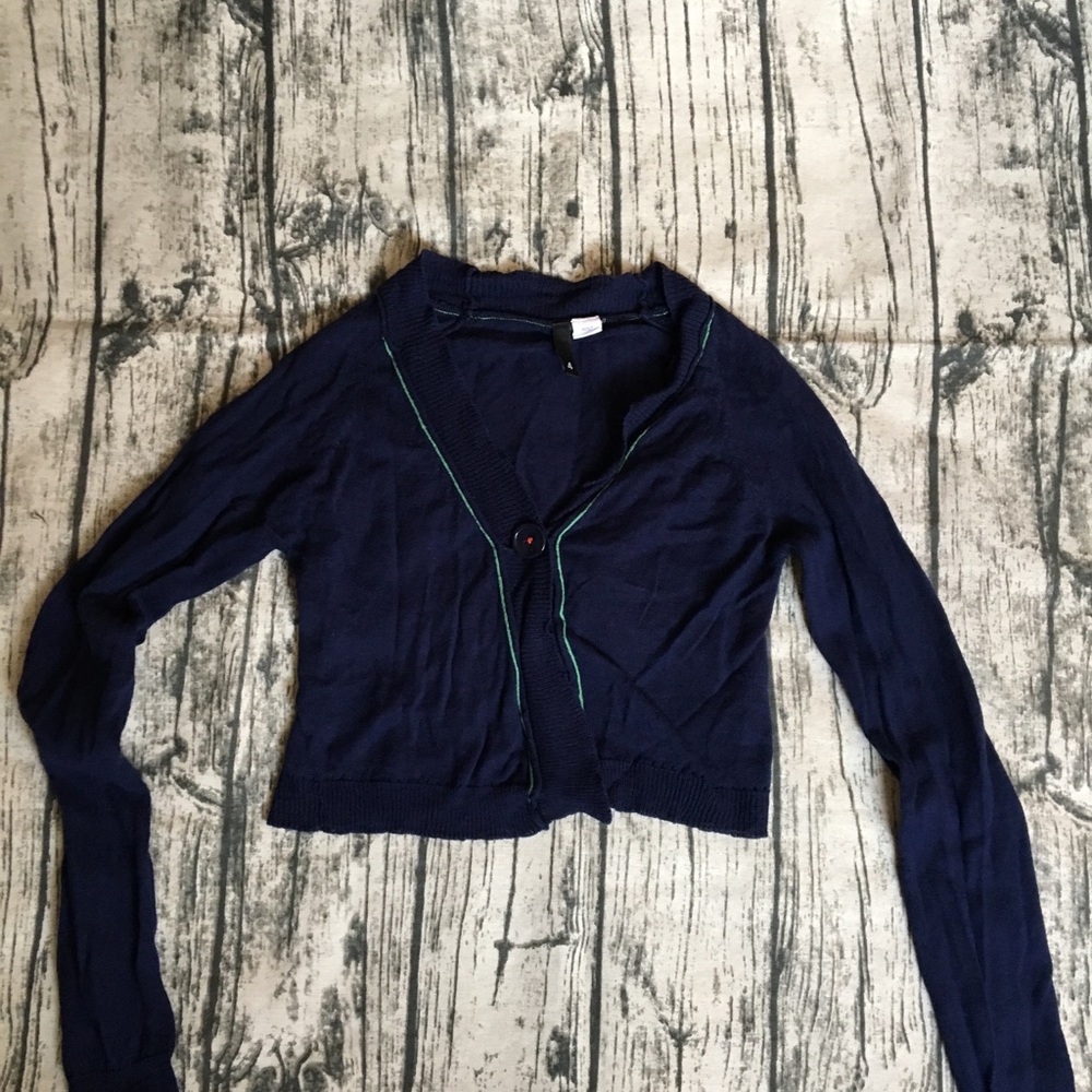 H&M navy shrug style linen blend sweater, sz 4